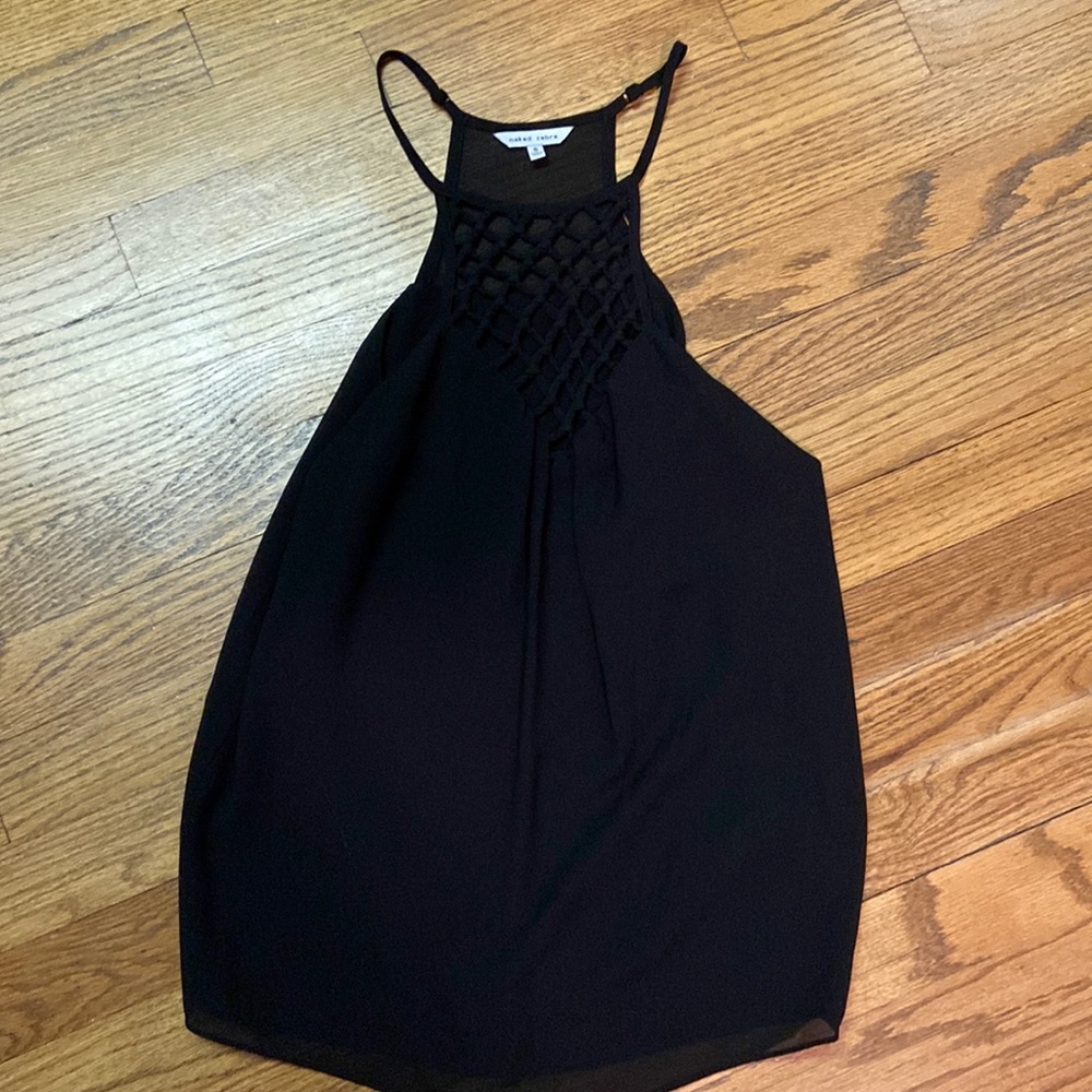 Black High Neck Shirt with Pattern at Top
